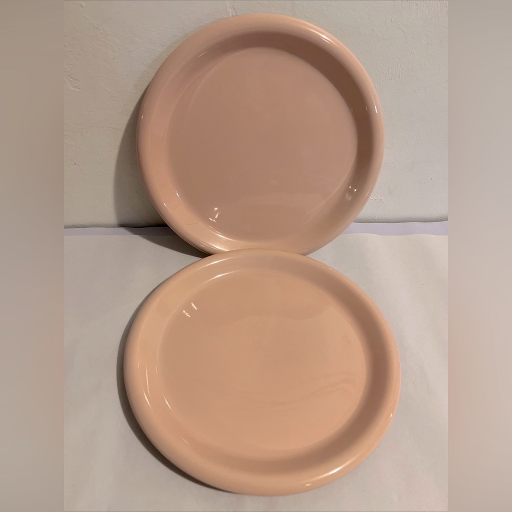 Crown Corning Japan Pastel Pink salad dinner plates dishes 9’ lot of 2 EUC